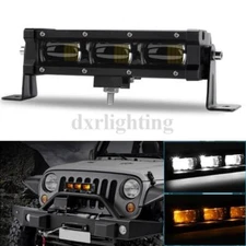 8"inch LED Work Light Bar DRL Amber Driving White Lamp Fog SUV Offroad Truck ATV