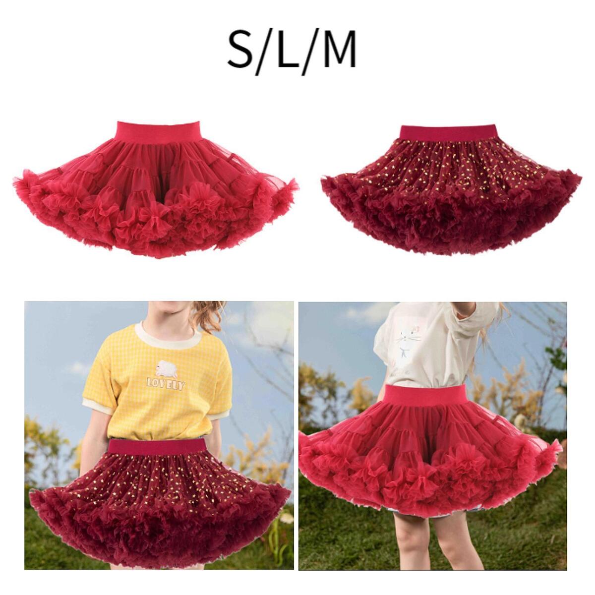 Girls Tutu Skirt Princess Dress Short Skirt Red Toddler Tiered Dance Dress