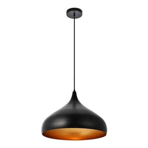 Living District Circa 1-Light Transitional Aluminum Pendant in Black - Picture 1 of 6