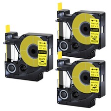 3PK 1/2" IND Heat-Shrink Tube Black on Yellow 18056 Compatible DYMO Rhino 4200