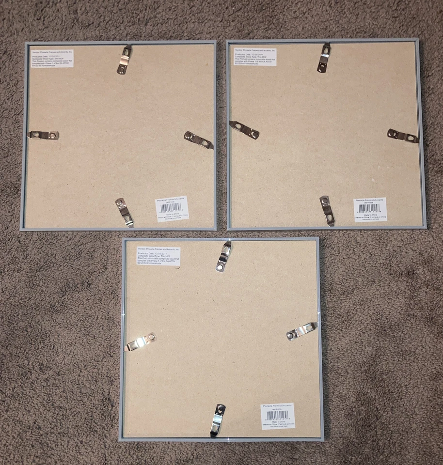 12x12” Silver Tone 3 Picture Frames Set Lot Multi 4 Photo Collage Mat Square - Image 2 of 4