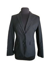 New York  Co Women's Two Button Black Career Work Blazer Cotton Stretch Sz 6