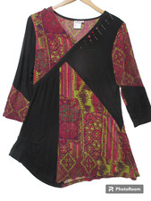 Sz M Parsley  Sage Tunic Top Blouse Artsy Patchwork Boho Lagenlook Mixed Media