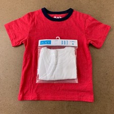 The Children's Place Boys Size XS 4 2 Pack White Red Short Sleeve T-Shirts