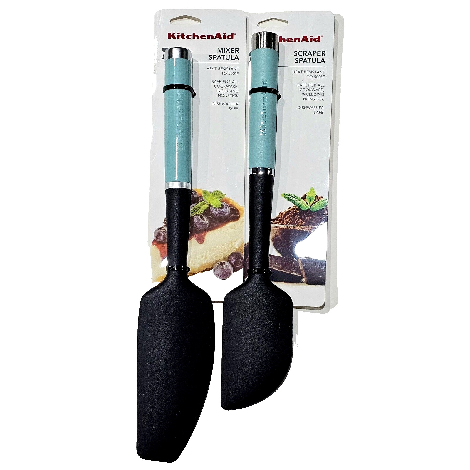 Kitchen Aid Mixer And Scraper Spatula 2 Pack Light Blue Black Heat Resistant 500