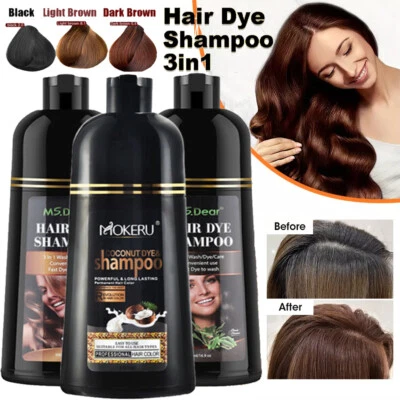 MS DEAR 500ml Hair Instant Dye Shampoo Hair Color Shampoo for Hair Natural Black Color