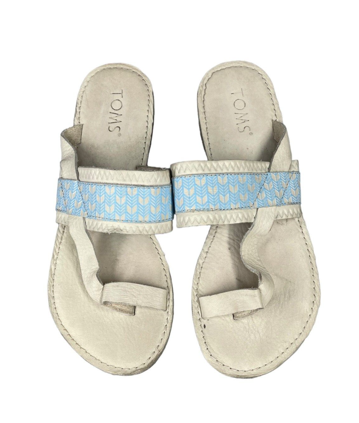 APL Toms sandali in pelle blu avorio stampa perizoma slide TG 7 SH08