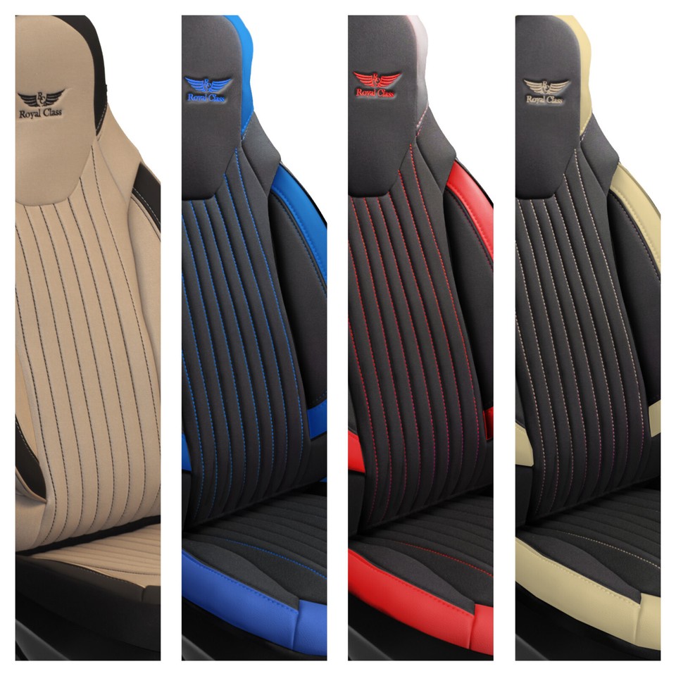 Set Coprisedili Auto S-GR Per Skoda Kamiq (dal 2019) - Nero Verde, Universali, Con Cuciture Airbag, 5 Pezzi