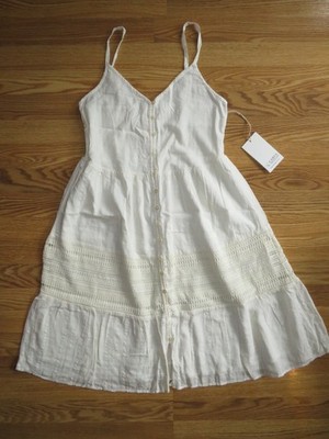 CARVE DESIGNS Small Adele Organic Cotton Boho Crochet Lace Coastal Knit Dress