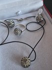 EU DESIGNER Silver 3pc Set Zircon Pendant, Ring Size 9 & Leverback Earring  — photo 2