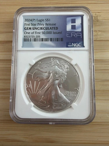 2024(P) $1 Silver Eagle First Star Privy Release One of 1st 50K Gem Unc