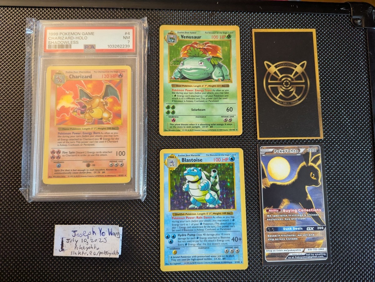 COMPLETE POKEMON SHADOWLESS BASE SET (102/102) With PSA 7