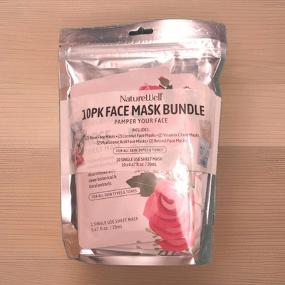 NatureWell Face Mask Bundle, 10 Pack, All Skin Types and Tones, New In Packaging