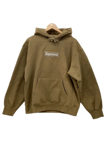 Supreme Felpa con Cappuccio 23AW Box Logo Felpa con Cappuccio Macchiato M Cotone Sabbia Scura Usata