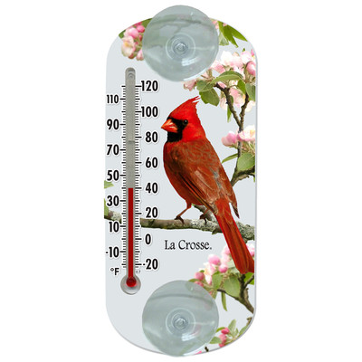 Red Thermometer Indoor Outdoor Durable Resin Suction Cups 20F to 120F