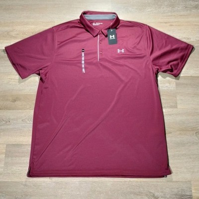Under Armour Tech Polo Shirt Men Size 4XLT Burgundy Red Athleisure Big And Tall