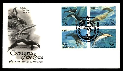 Mayfairstamps US FDC 1990 Sea Creatures Joint Issue Russia First Day Cover aaw_4