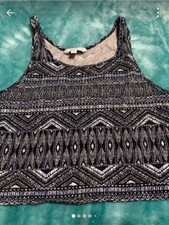New Look Boho Patterned Summer Navy Crop Top Size 10