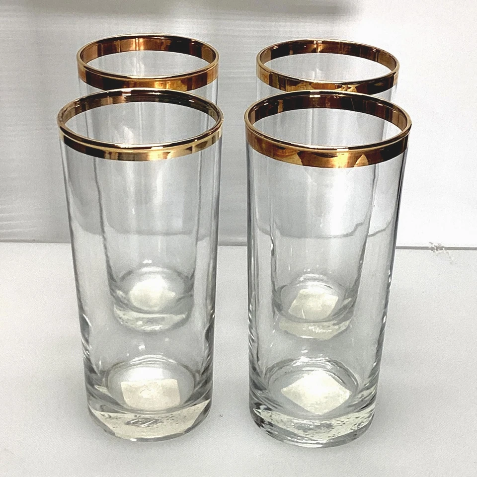 Juego de vasos de cristal checo con borde dorado de anclaje de colección 4 barras vajilla de boda Foto 4 de 4