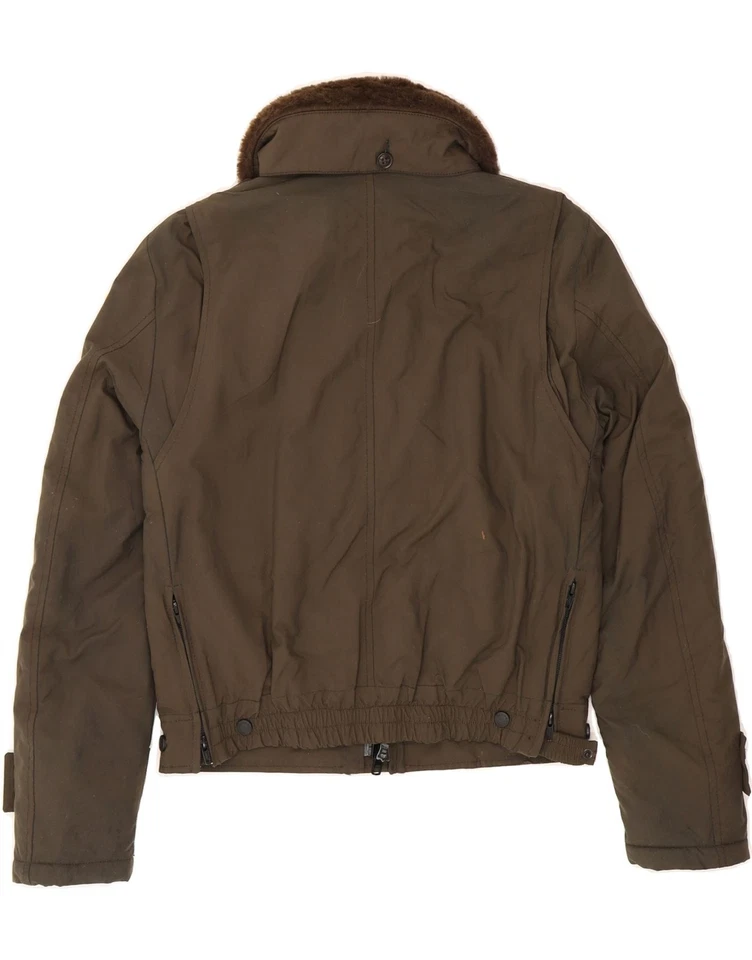 BLAUER Womens Military Bomber Padded Jacket UK 14 Medium Khaki Nylon VT09 - Image 2 of 3