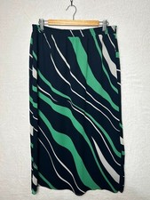 Kirsten Krog Design Women’s Midi Skirt Green Black Abstract Print UK 20