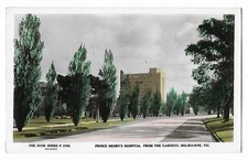 Melbourne, Prince Henry's Hospital from Gardens, Australia, Postcard, 1940s,Rose