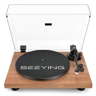 Turntable Vinyl Record Player Support Bluetooth Output Phono/Line Switch Brown