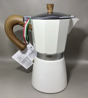 Gnali & Zani NWT Stovetop Espresso Maker Moka - Soft White - Wood