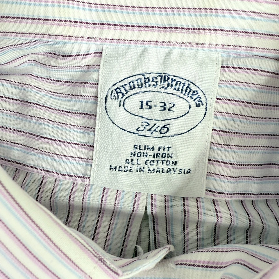 LOT OF 2 Brooks Brothers 346 French Cuff Shirt Mens 15-32 Slim Fit Striped - Image 4 of 4