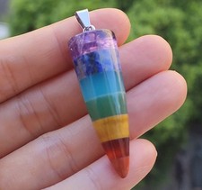 5pcs Natural Crystal Orgonite Pendant 7 Chakra Healing Talisman Women Men Amulet