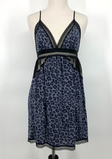 Victoria's Secret Slip Dress Womens Size Medium Gray Leopard Lace Babydoll