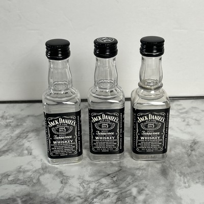 3 Empty Jack Daniels Old No. 07 Tennessee Whiskey 50 ML Mini Plastic Bottles.