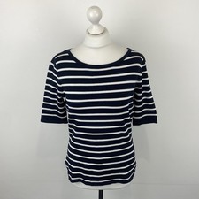 Bruce By Bruce Oldfield Striped Top Navy Blue & White Size 12 UK Ladies