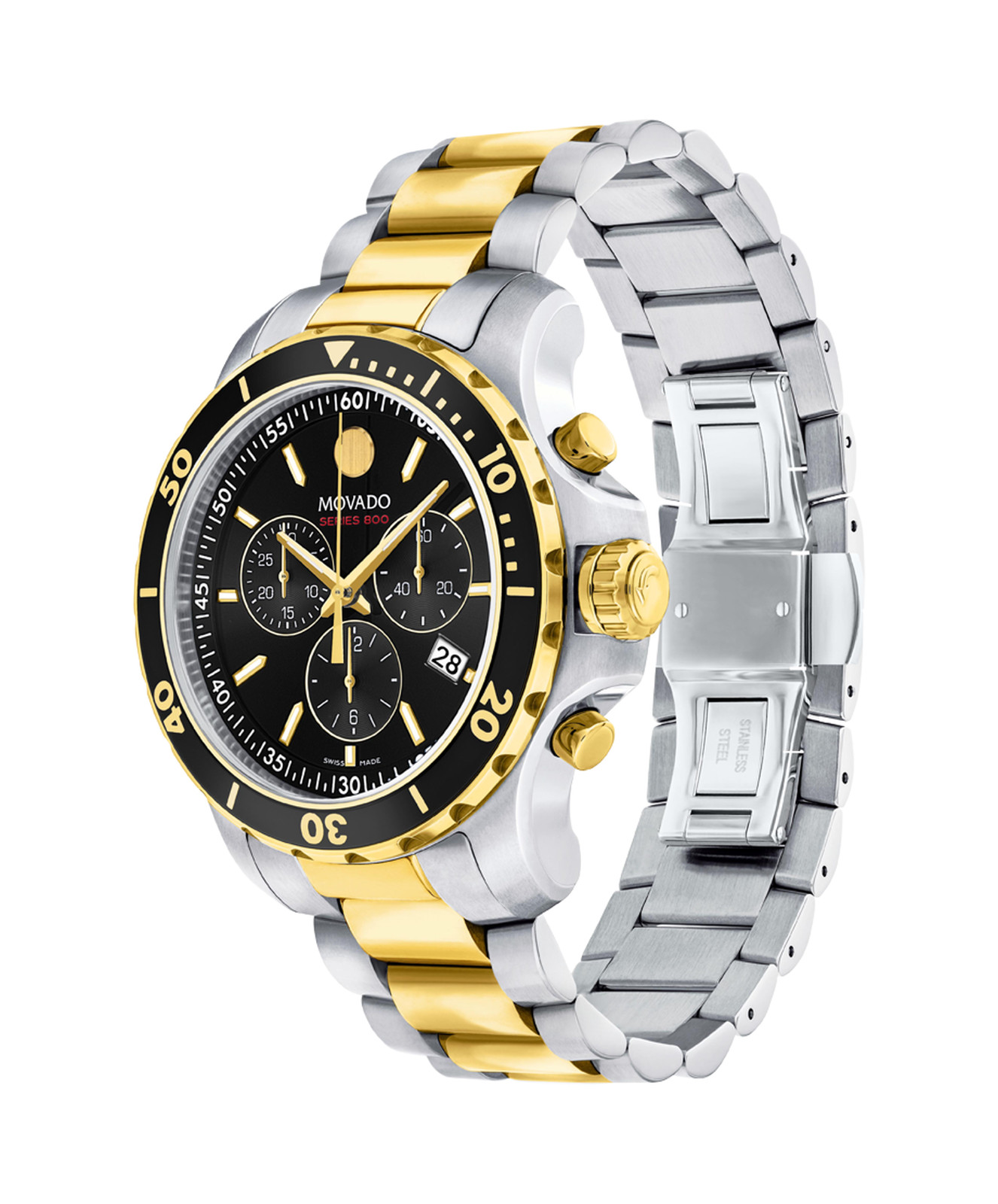 Movado Series 800 Men's Two-Tone Black DIal Chronograph Watch - Model 2600146 image 2