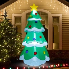 DR.DUDU 5 FT Inflatable Christmas Tree, LED Light up Xmas Tree Blow up Decora...