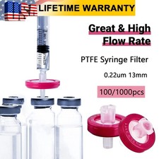 1000Pcs Sterile Lab PTFE Syringe Filter 0.22μm 25mm Micron PTFE Hydrophobic New