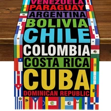 Hispanic Heritage Month Table Runner 21 Spanish Speaking Latino Countries Fla...