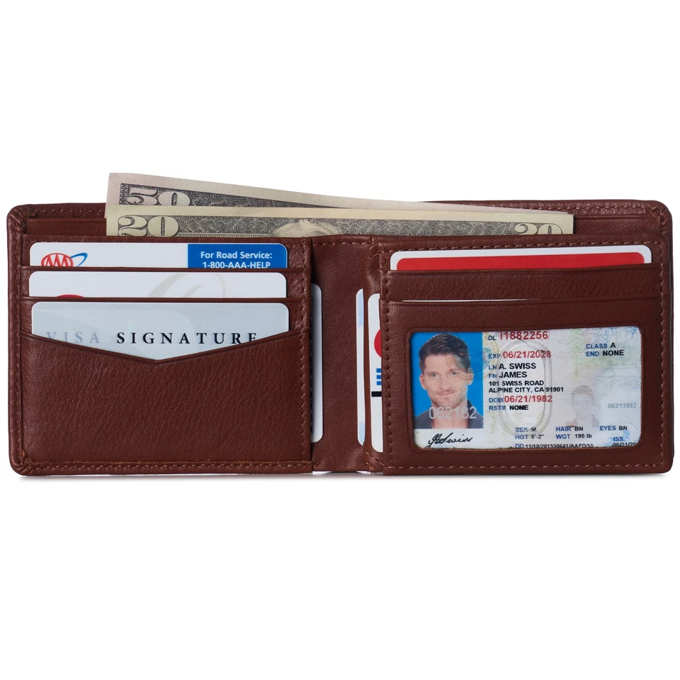 Alpine Swiss Wallet for Men Nolan Commuter Bifold Dual ID Windows for License - Image 2 of 4