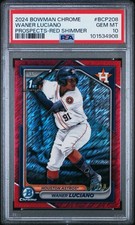2024 Bowman Chrome Waner Luciano Red Shimmer Refractor #7/10 Astros PSA 10
