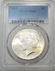 1923 Peace Silver Dollar PCGS MS63 Frosty White Just Graded New Holder PQ #P260G