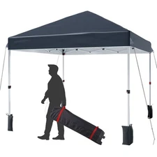 8/10ft Instant Pop-Up Canopy Tent Patented Center Lock System Wheeled Carry Bag