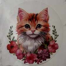 Cat Cross Stitch Kit Floral Kitten Embroidery Craft Kit Unused