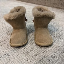 NEW Baby Bear paw Booties 6-12 Months Real leather faux fur tan