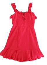 Saints + Secrets Rockabilly Red Ruffle Mini Dress Sz 8 S 100% Cotton