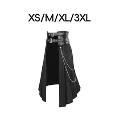 Jupe gothique punk pour hommes, jupe plissée trapèze décorative, demi-jupe