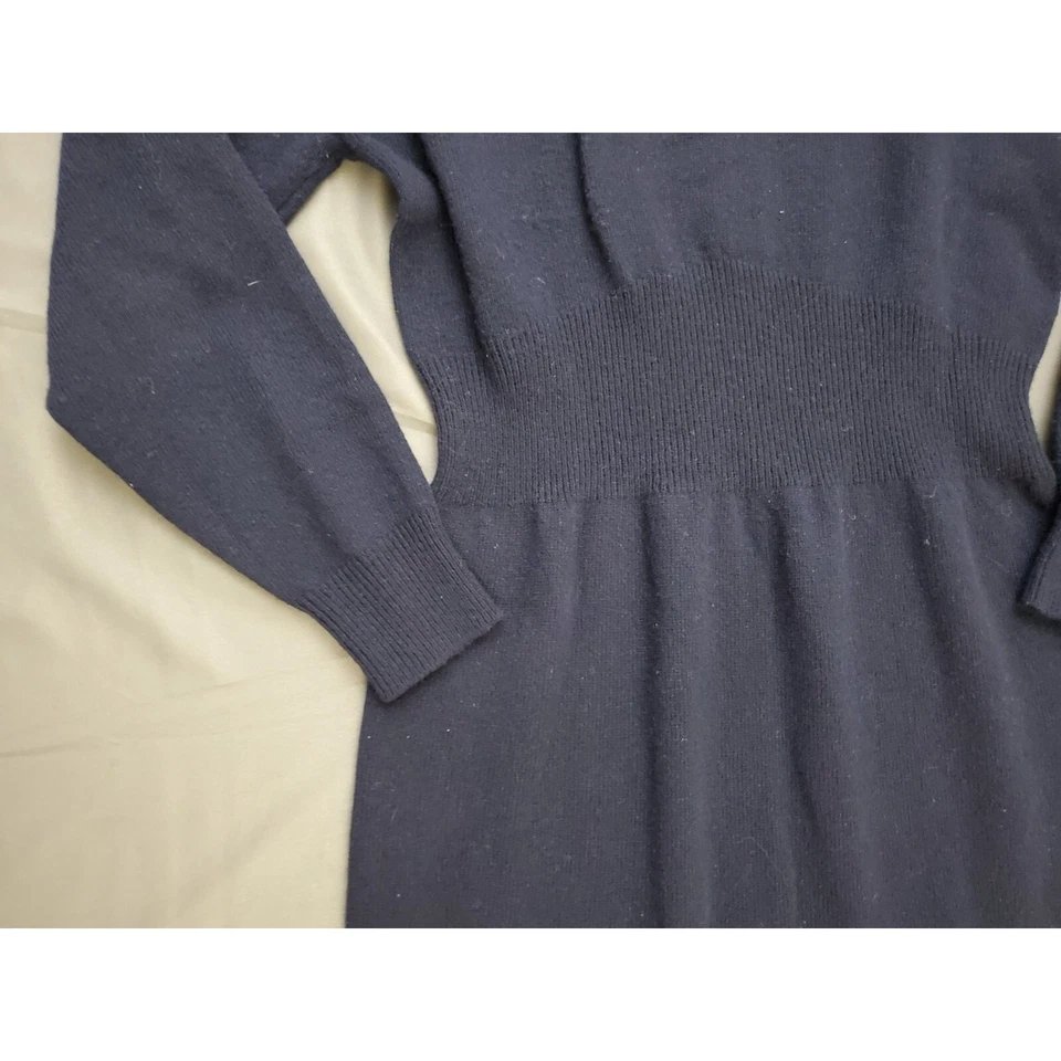 Vestido vintage Herman Geist para mujer M manga larga 100 % lana midi suéter azul * Foto 3 de 4