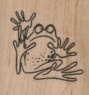 Frog Bottom 1 1/2  x 1 1/2'' Mounted Rubber Stamp, Frog Stamp, Frogs