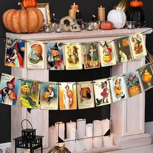 17 peças banner de Halloween vintage decoração de banner de Halloween estilo vitoriano bomba - Imagem 4 de 4