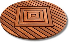 Round Teak Shower Mat Xtra-Large 32  Diameter Waterproof Teak Oil Finish For