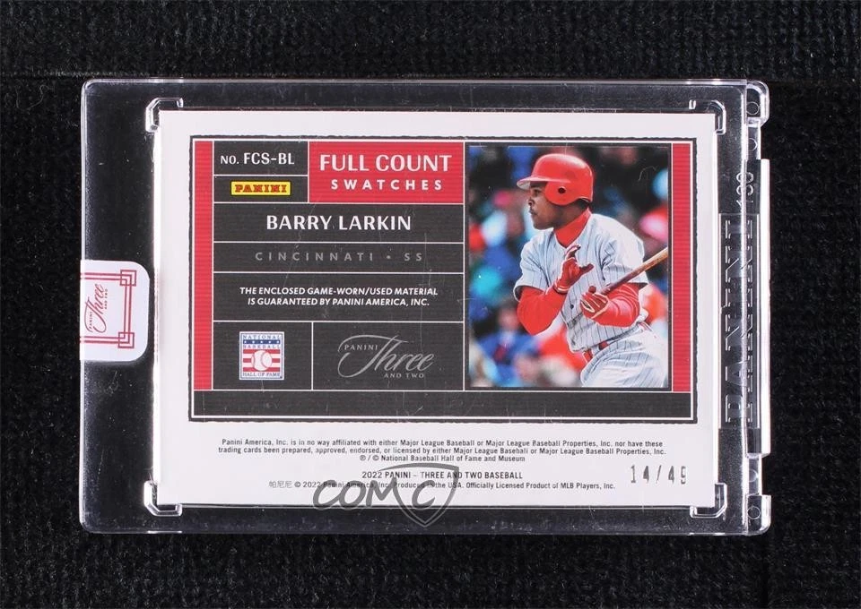 2022 Panini Three and Two Full Count Swatches Gold /49 Barry Larkin #FCS-BL HOF - Image 2 of 2